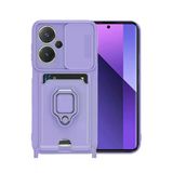 TeknoKapsül Xiaomi Redmi Note 13 Pro Plus Uyumlu Kılıf Zuma Kartvizitli Yüzüklü Silikon - Lila BZ-8683140710491