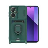TeknoKapsül Xiaomi Redmi Note 13 Pro Plus Uyumlu Kılıf Zuma Kartvizitli Yüzüklü Silikon - Yeşil BZ-8683140710477