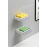 TeknoKapsül Yapışkanlı Banyo Mutfak Sabunluk Süngerlik Seti, Beyaz, 2'li Set, Duvara Monte, 14.5x9.7x4 cm