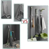 TeknoKapsül Yapışkanlı Paslanmaz Çelik Süpürge ve Paspas Tutucu 304 Kalite Çelik Mop Tutucu, Delme Gerektirmez, Duvar Tipi Organizer Askı Kancası, Kaymaz Silikon Tutuş, Banyo, Mutfak, Bahçe, Garaj Için - 00 Beyaz - Option-1