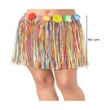 TeknoKapsül Yetişkin Çuk Uyumlu Rengarenk Püsküllü Hawaii Luau Hula Etek 40 cm