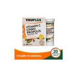 TeknoKapsül Youplus Vitamin C, Çinko & Propolis 20 Efervesan Tablet - Abdi
