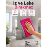 TeknoKapsül Yüksek Su Emici Mikrofiber Temizlik Bezi Cam, Mutfak ve Banyo Temizliği LS-UCZZKARELBEZPEMBE-2-3434