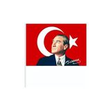 TeknoKapsül Zc Bayrak 50X75CM Atatürk Imzalı Raşel Kumaş Sopalı Türk Bayrağı– Dayanıklı Kaliteli Dijital Bas