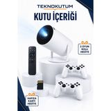 Teknokutum Taşınabilir Mini Akıllı Projeksiyon – 2 Oyun Kolu ve Hafıza Kartı Hediyeli - Beyaz