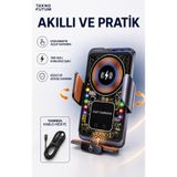 TEKNOKUTUM TEKNO KUTUM 15W Kablosuz Hızlı Şarjlı Araç İçi Telefon Tutucu Dokunmatik Otomatik Kapanır Hediye Kablolu