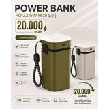 teknokutum Tekno Kutum 20.000 Mah 22.5W Pd Hızlı Şarj Powerbank Dahili Kablolu Type-C Giriş/çıkış - Koyu Yeşil
