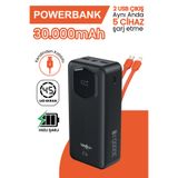 Teknoloji Gelsin 30.000 mAh Hızlı Şarj Powerbank 22.5 W Kendinden Kablolu Göstergeli Taşınabilir Batarya