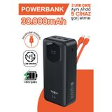 Teknoloji Gelsin 30.000 mAh Hızlı Şarj Powerbank 22.5 W Kendinden Kablolu Göstergeli Taşınabilir Batarya