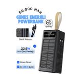 Teknoloji Gelsin 50.000 mAh Powerbank Güneş Enerjili Solar Hızlı Şarj Göstergeli Kablolu Taşınabilir Batarya 22.5W
