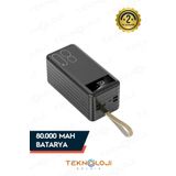Teknoloji Gelsin 80.000 Mah Powerbank 4 Usb Micro Type-c Lıghtnıng Girişli El Fenerli Taşınabilir Şarj Aleti