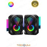 Teknoloji Gelsin Bilgisayar Hoparlörü LED Işıklı Rgb Laptop Pc Uyumlu 1+1 Speaker