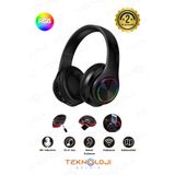 Teknoloji Gelsin Bluetooth Kulaklık Kablosuz Kulaküstü Işıklı Katlanabilir Mikrofonlu Fm-aux-sd Siyah