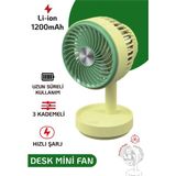 Teknoloji Gelsin El Fanı Masaüstü Vantilatör Soğutucu Teleskopik 3 Kademe Type-C Hızlı Şarj Mini Soğutucu - Yeşil
