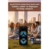 Teknoloji Gelsin GTS-1550 Bluetooth Hoparlör Kablosuz Speaker 2x4 Inç 23CM Rgb Işık Ses Bombası Fm/aux/sd Flash Parti - Siyah