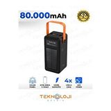 Teknoloji Gelsin Güneş Enerjili Solar Powerbank 80.000 mAh Dijital Göstergeli El Fenerli 4 Çıkış Taşınabilir Batarya