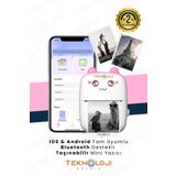 Teknoloji Gelsin Mini Cep Yazıcı Taşınabilir Bluetooth Kablosuz Şarjlı 6 Rulo 3 Kalem Seti Hediye Pembe Yazıcı