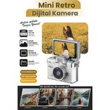 Teknoloji Gelsin Mini Dijital Kamera Anahtarlık Kamera 1080P Ekranlı Flaşlı Selfie Video Vlog Kamerası - Gümüş