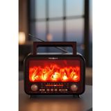 Teknoloji Gelsin Şömine Görünümlü Solar Güneş Enerji Ahşap Nostalji Bluetooth Usb Sd Mp3 Radyo Müzik Kutusu
