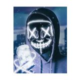 TEKNOLOJİ WORLD Hallowen Led Işıklı Neon Maske | Cadılar Bayramı Parti Eğlence Maskesi Beyaz