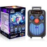 Teknolojicim NDR-P66 Taşınabilir Bluetooth Hoparlör 8" Inç Karaoke Mikrofonlu Şarjlı Işıklı Ses Sistemi 300W