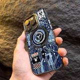 Teknolojik Devre Kartı Desenli iPhone 15 Telefon Kılıfı, Darbeye Dayanıklı, Kir Tutmaz, Mavi-Siyah Renk, Yüksek Görünümlü Koruyucu Kapak