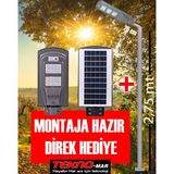 Teknomar Solar Güneş Enerjili Bahçe Aydınlatma Direği + 120W Solar Sokak Lambası