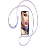 Teknomoda Realme 5i Uyumlu Kılıf Boyun - Omuz Askılı Köşe Korumalı Lila Ipli Şeffaf Silikon