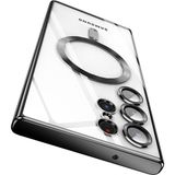 Teknomoda Samsun Galaxy S22 ULTRA Kılıf Kamera Lens Korumalı Renkli Magsafe Wireless Kablosuz Şarj Uyumlu Manyetik Şeffaf Kapak - Siyah