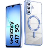 Teknomoda Samsung Galaxy A17 Kılıf Kamera Lens Korumalı Renkli Magsafe Şeffaf Silikon Mavi