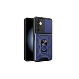 TEKNOMODA Samsung Galaxy A25 Kılıf Yüzüklü Standli Sürgülü Kamera Korumalı Tank Sert Silikon Kapak ile uyumlu