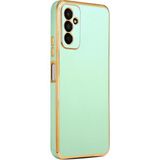 Teknomoda Samsung Galaxy M23 Kılıf Kenarları Gold Kamera Korumalı Renkli Pastel Silikon Açık Yeşil Bark
