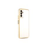 TEKNOMODA Samsung Galaxy M23 Kılıf Kenarları Gold Kamera Korumalı Renkli Pastel Silikon Beyaz ile uyumlu