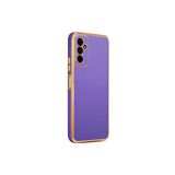 TEKNOMODA Samsung Galaxy M23 Kılıf Kenarları Gold Kamera Korumalı Renkli Pastel Silikon Derin Mor ile uyumlu
