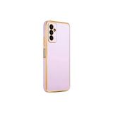 TEKNOMODA Samsung Galaxy M23 Kılıf Kenarları Gold Kamera Korumalı Renkli Pastel Silikon Lila ile uyumlu