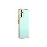 TEKNOMODA Samsung Galaxy M23 Kılıf Kenarları Gold Kamera Korumalı Renkli Pastel Silikon Mavi Açık ile uyumlu