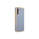 TEKNOMODA Samsung Galaxy M23 Kılıf Kenarları Gold Kamera Korumalı Renkli Pastel Silikon Mavi ile uyumlu