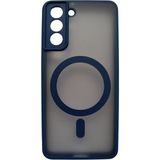 Teknomoda Samsung Galaxy S21 Kılıf Magsafe Uyumlu Lens Çevresi Korumalı Renkli Kenar Mat Silikon Lacivert