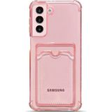 Teknomoda Samsung Galaxy S21 Plus Kılıf Kartlıklı Anti Şok Korumalı Şeffaf Silikon Pembe