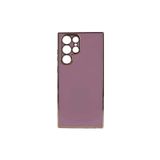 TEKNOMODA Samsung Galaxy S22 Ultra Kılıf Kenarları Gold Kamera Korumalı Renkli Pastel Silikon Mor ile uyumlu