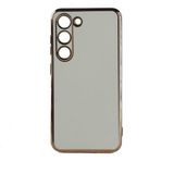 Teknomoda Samsung Galaxy S23 Plus Kılıf Kenarları Gold Kamera Korumalı Renkli Pastel Silikon Beyaz Bark