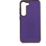 Teknomoda Samsung Galaxy S23 Plus Kılıf Kenarları Gold Kamera Korumalı Renkli Pastel Silikon Derin Mor Bark