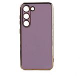 Teknomoda Samsung Galaxy S23 Plus Kılıf Kenarları Gold Kamera Korumalı Renkli Pastel Silikon Lila Bark