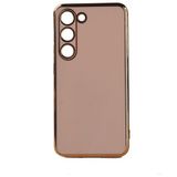 Teknomoda Samsung Galaxy S23 Plus Kılıf Kenarları Gold Kamera Korumalı Renkli Pastel Silikon Rose Gold Bark