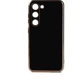 Teknomoda Samsung Galaxy S23 Plus Kılıf Kenarları Gold Kamera Korumalı Renkli Pastel Silikon Siyah Bark