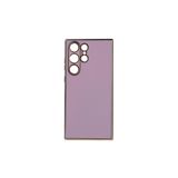 TEKNOMODA Samsung Galaxy S23 Ultra Kılıf Kenarları Gold Kamera Korumalı Renkli Pastel Silikon Lila ile uyumlu