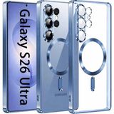 Teknomoda Samsung Galaxy S26 Ultra Kılıf Kamera Lens Korumalı Renkli Magsafe Şeffaf Silikon Mavi
