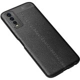Teknomoda Vivo Y20 Kılıf Deri Görünümlü Slim Silikon - Siyah