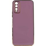 Teknomoda Vivo Y20 Kılıf Kenarları Gold Kamera Korumalı Renkli Pastel Silikon Mor Bark