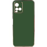Teknomoda Vivo Y21S Kılıf Kenarları Gold Kamera Korumalı Renkli Pastel Silikon Koyu Yeşil Bark
